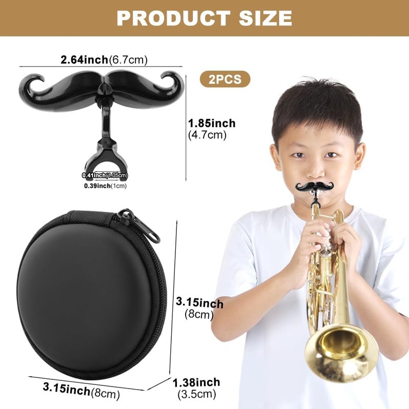 Ranjaner 2 Pack Clip-On Mustache for Trumpets and Trombones, Mustache Clip for Trumpet Mouthpiece includes Protective Case, Fits All Small Shank Mouthpieces - Image 2